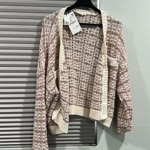 Cream and pink Zara cardigan